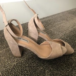 Steve Madden Taupe Ankle Strap Block Heel